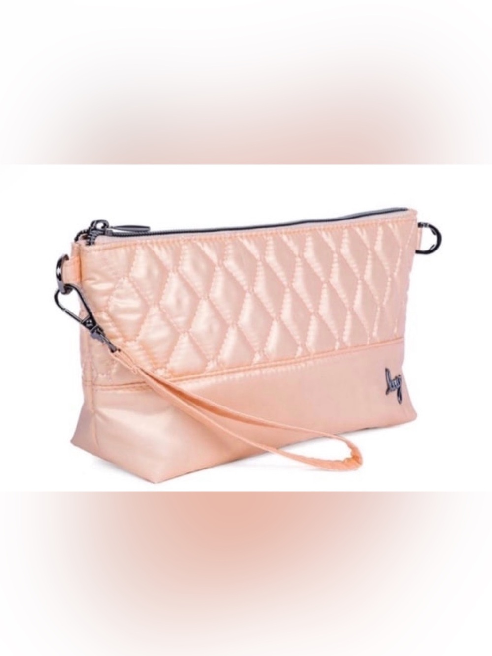 Lug Shiplap RFID Wristlet Pouch Bag Mini Purse – Metallic Rose Gold (Pink)